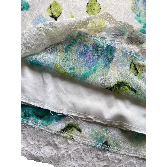 Women Y2K Lace Trim Floral Cami Size XL Blue Overlay Romantic Fairy Coquette - Picture 4 of 14